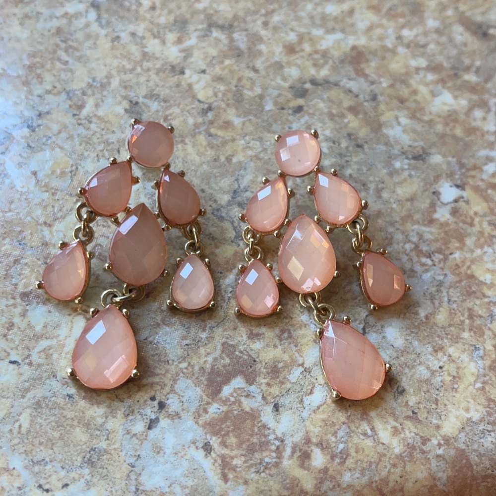 Gold earrings with pink stones NEW